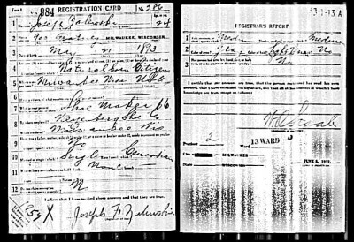 Joseph Zalewski WWI Registration