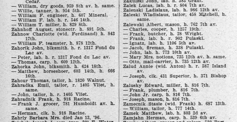1896 Milwaukee City Directory
