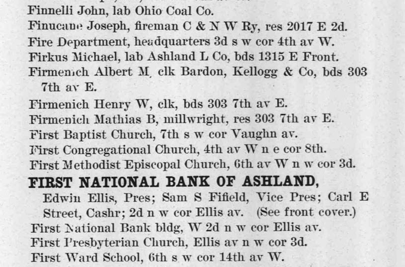 1895 Ashland City Directory
