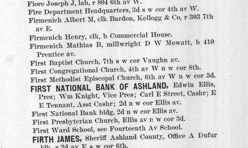 1897 Ashland City Directory